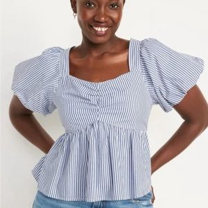 Old Navy | 2X | Stripe Square Neck Puff Sleeve Babydoll Top